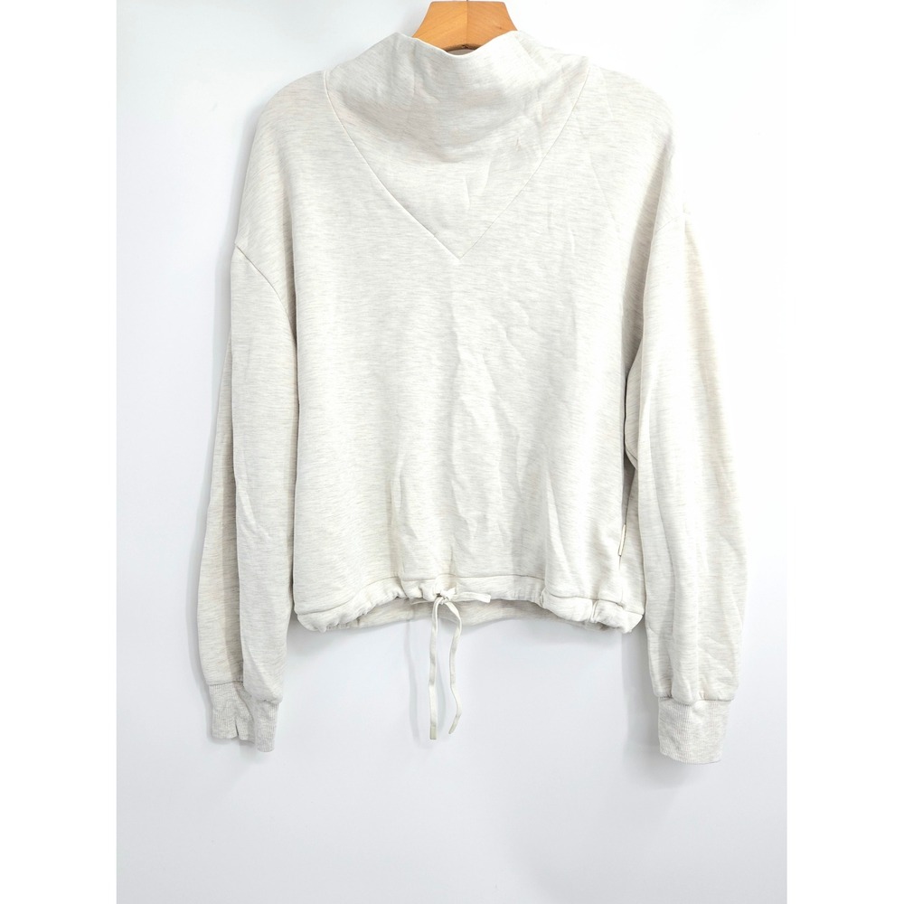 Varley Betsy Sweatshirt Oatmeal Heather Cowl Neck Drawstring Hem Medium - Picture 2 of 14